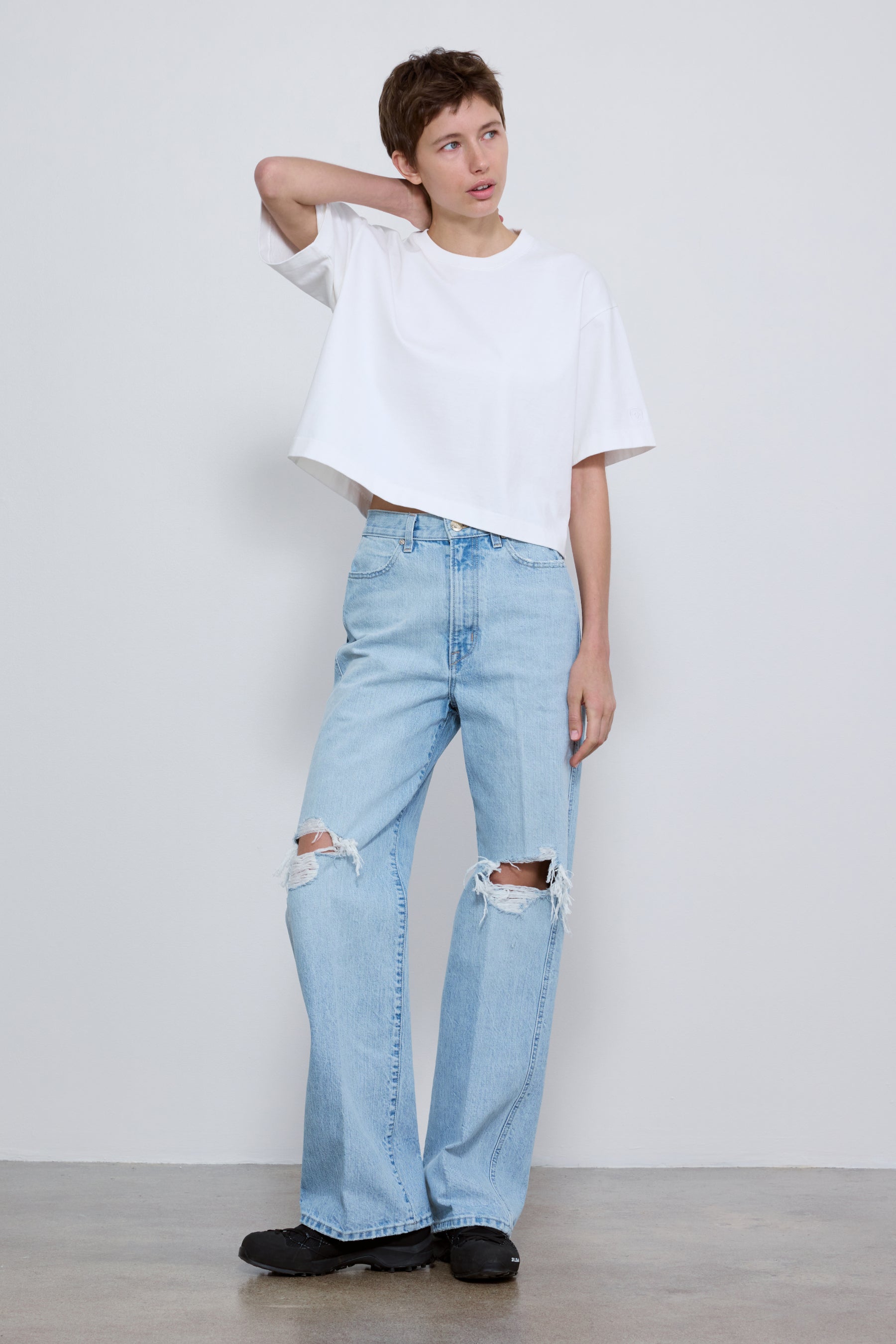 The Quinn Straight Leg Jean in Distressed Japanese Denim