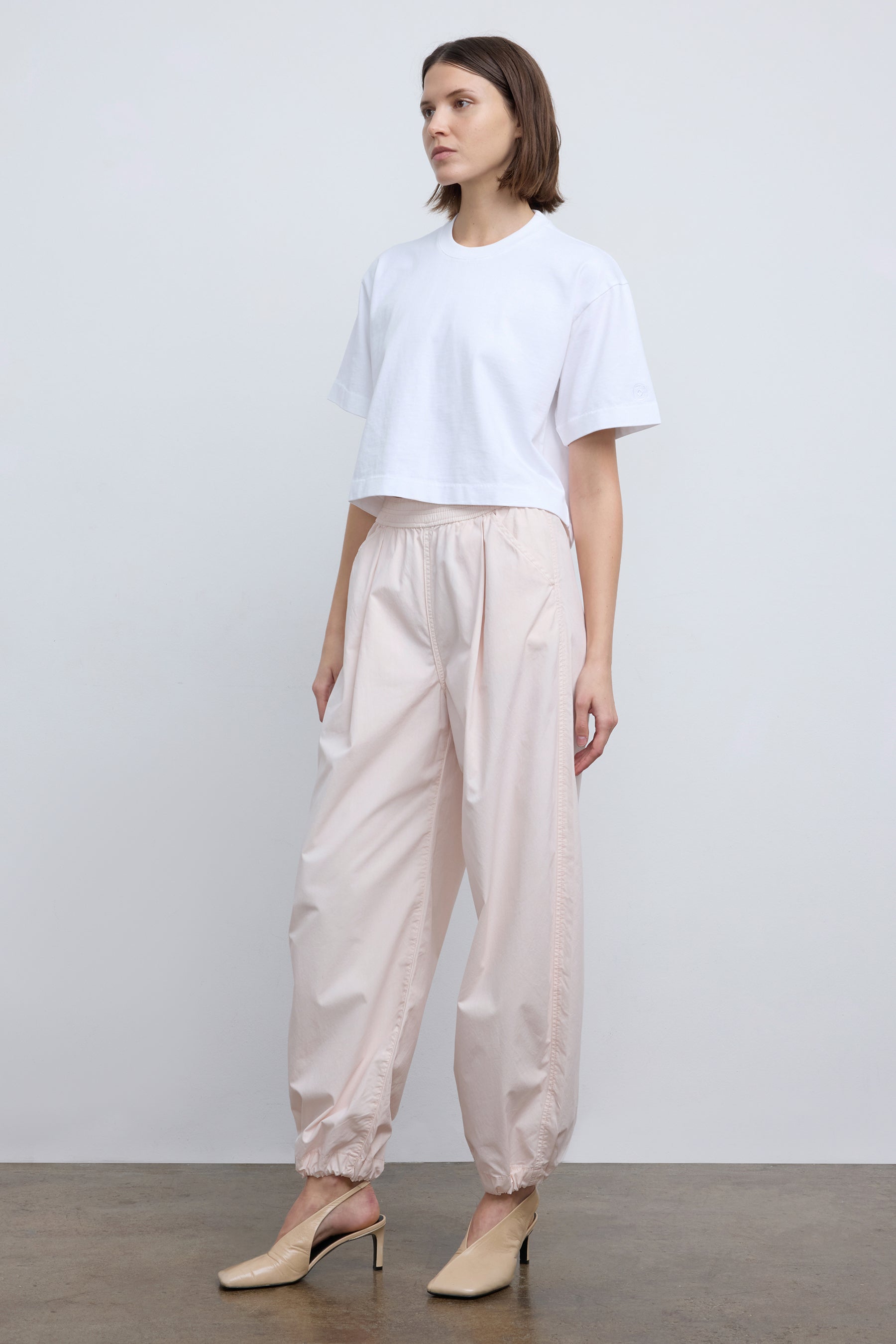 The Forbes Balloon Pant in Blush Pink Cotton Poplin