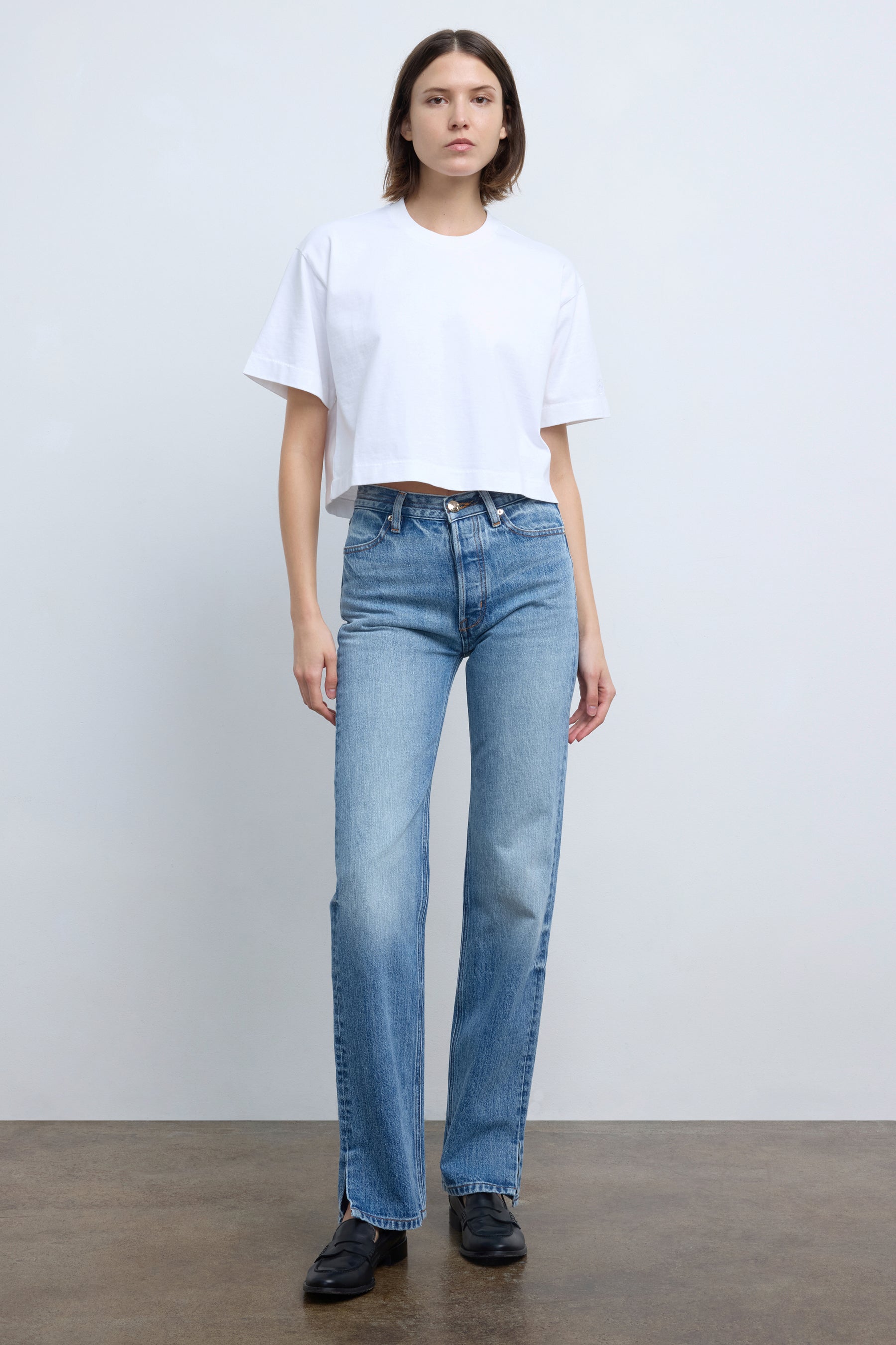 The Agnes Straight Leg Jean Pant in Blue Vintage Wash