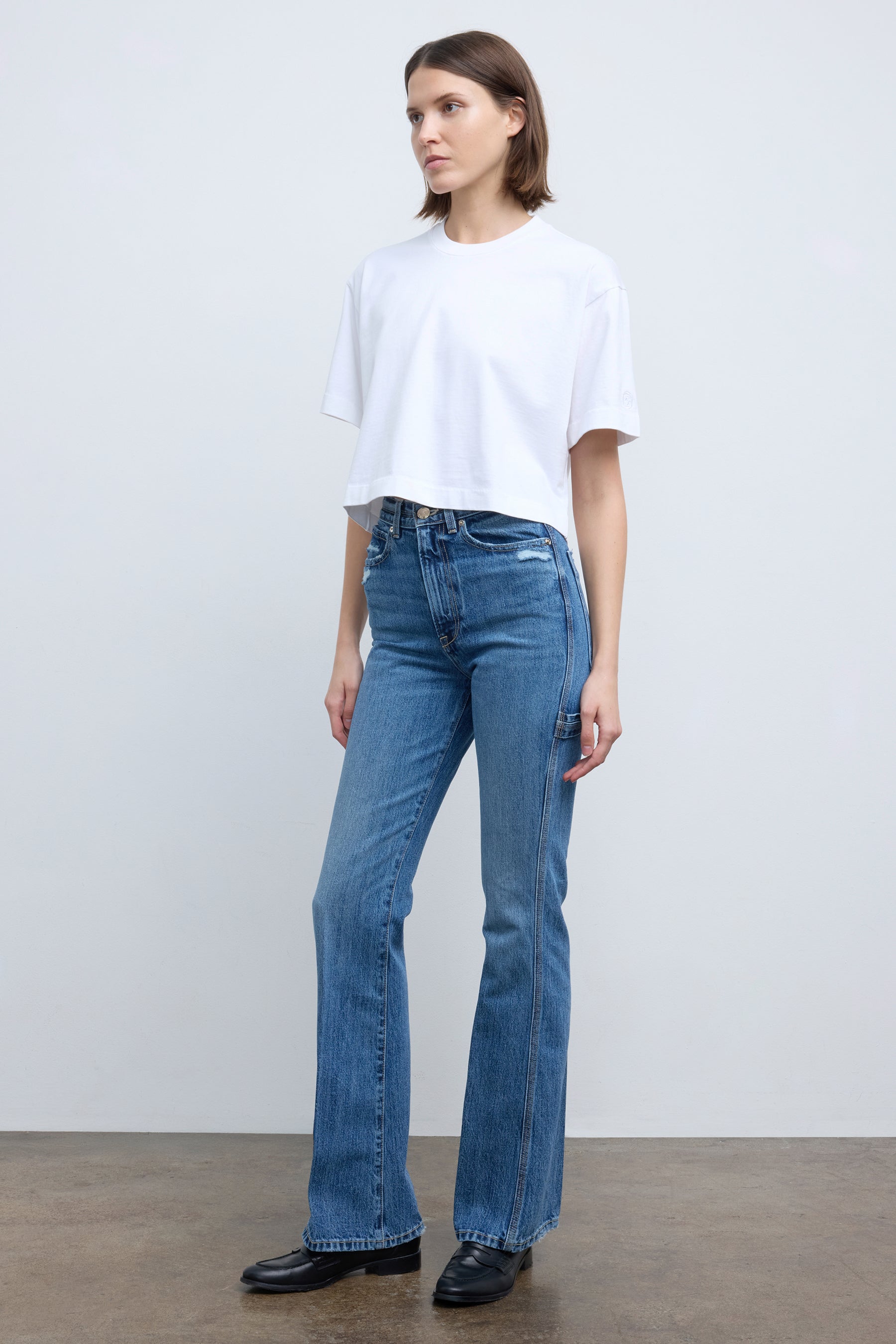 The Clyde Flare Jean in Blue Vintage Denim