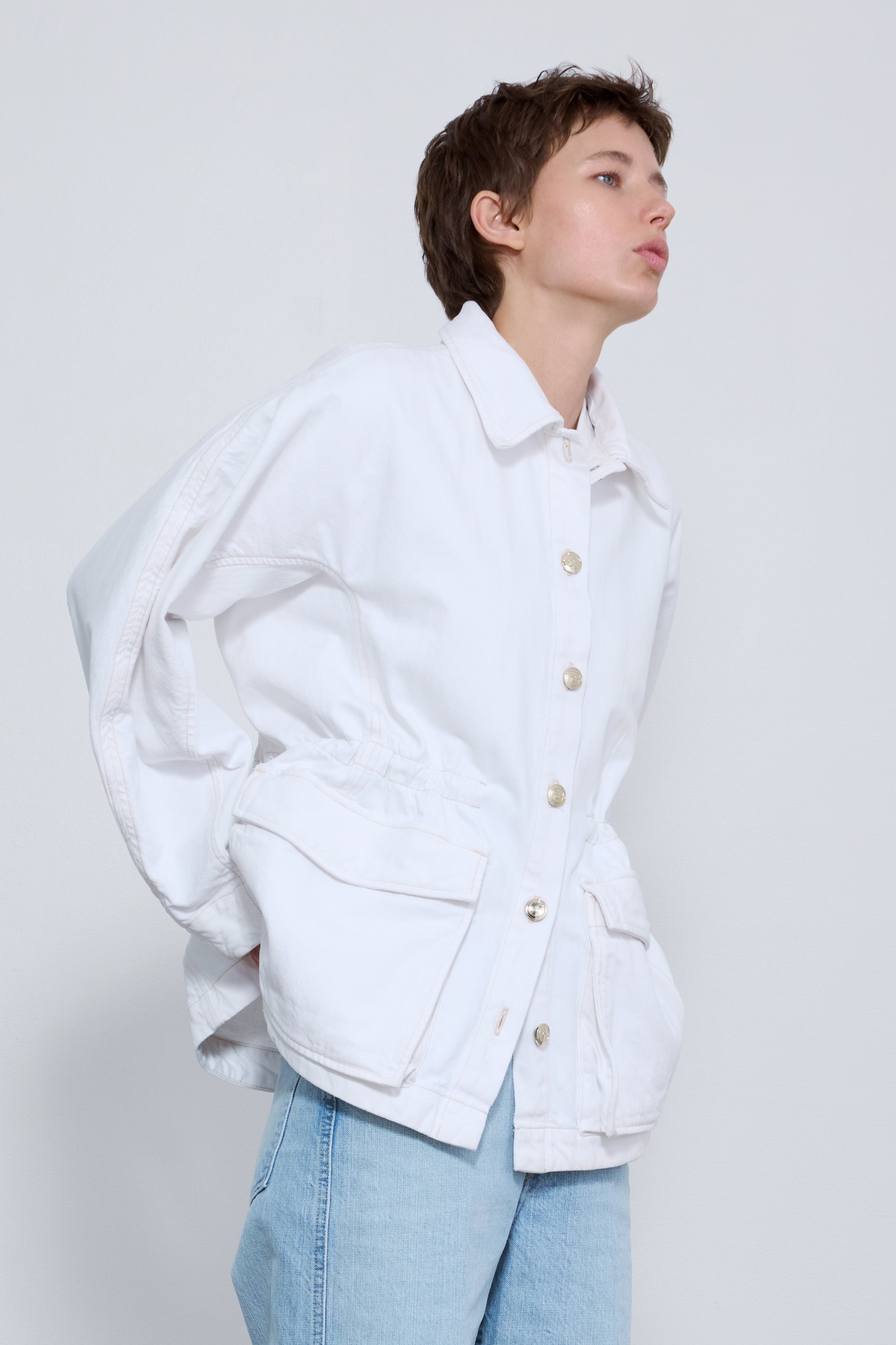 The Constance Jacket in White Denim
