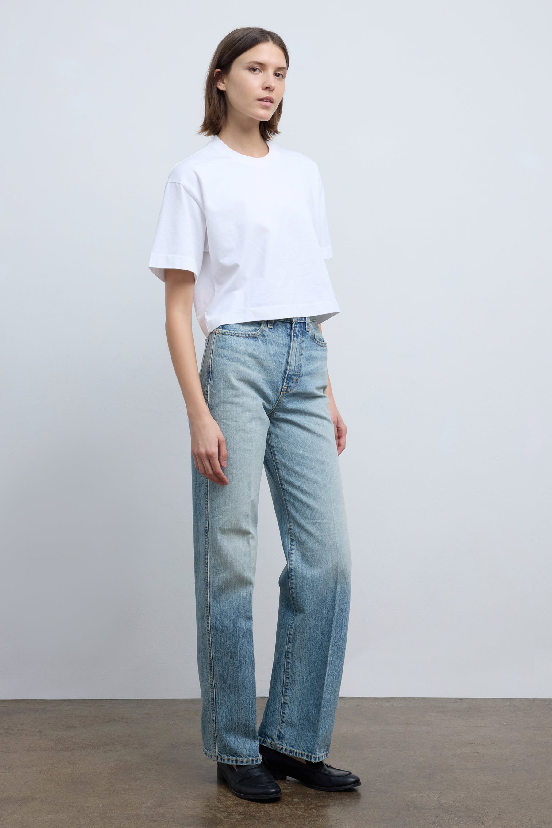 The Quinn Straight Leg Jean in Light Wash Japanese Denim
