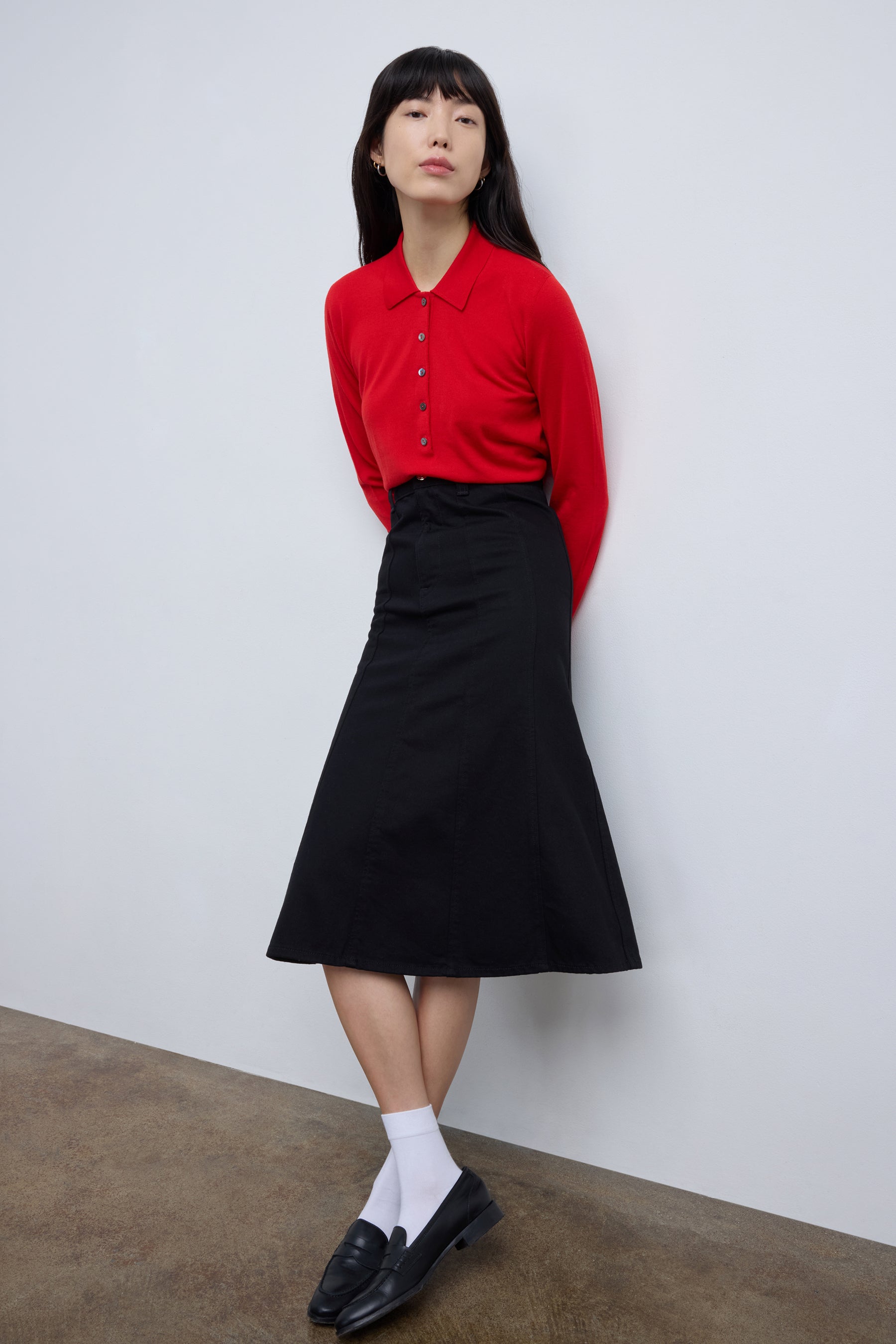 The Staffa Midi Skirt in Black Denim – RÙADH