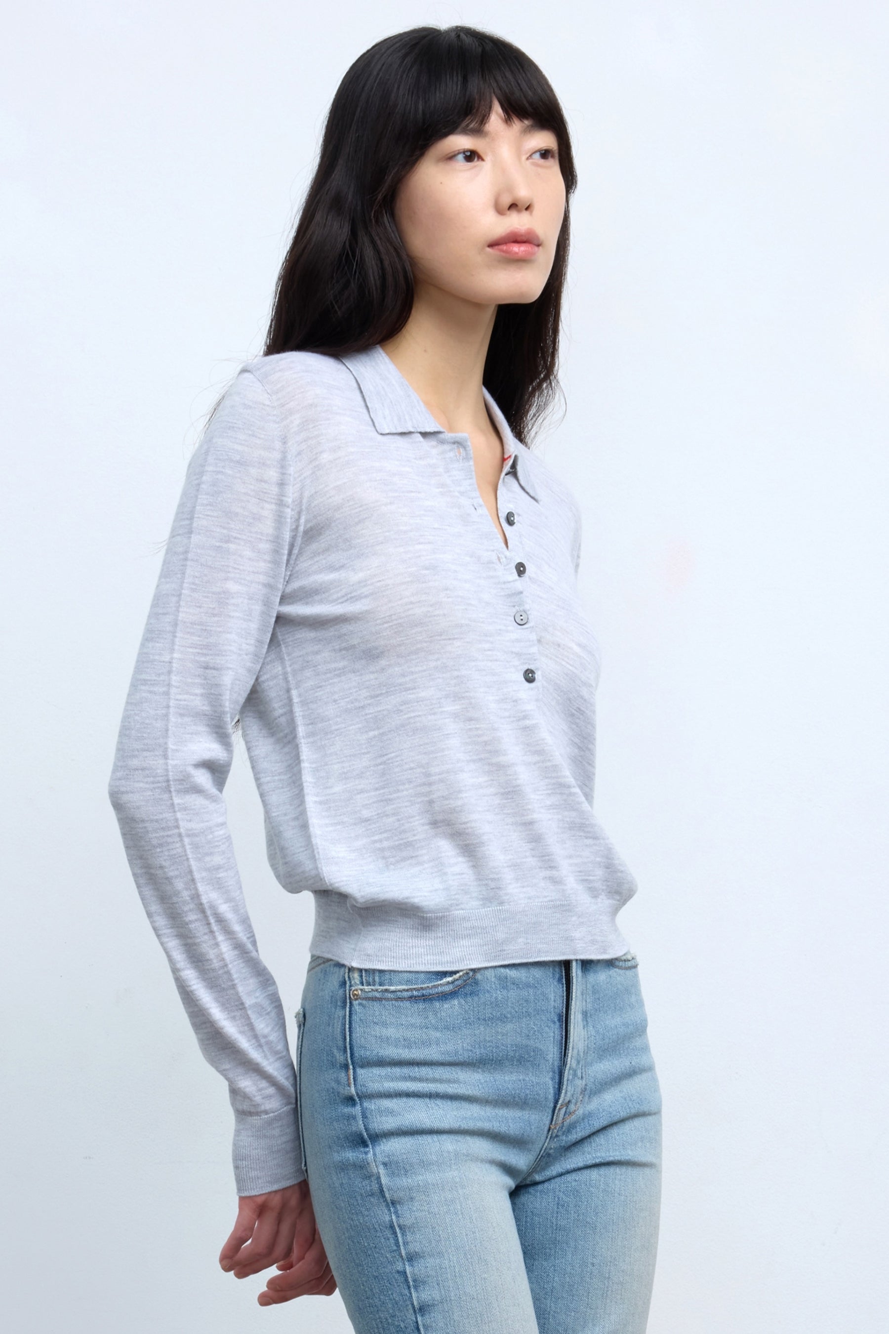 The Dea Polo Sweater in Grey Italian Wool