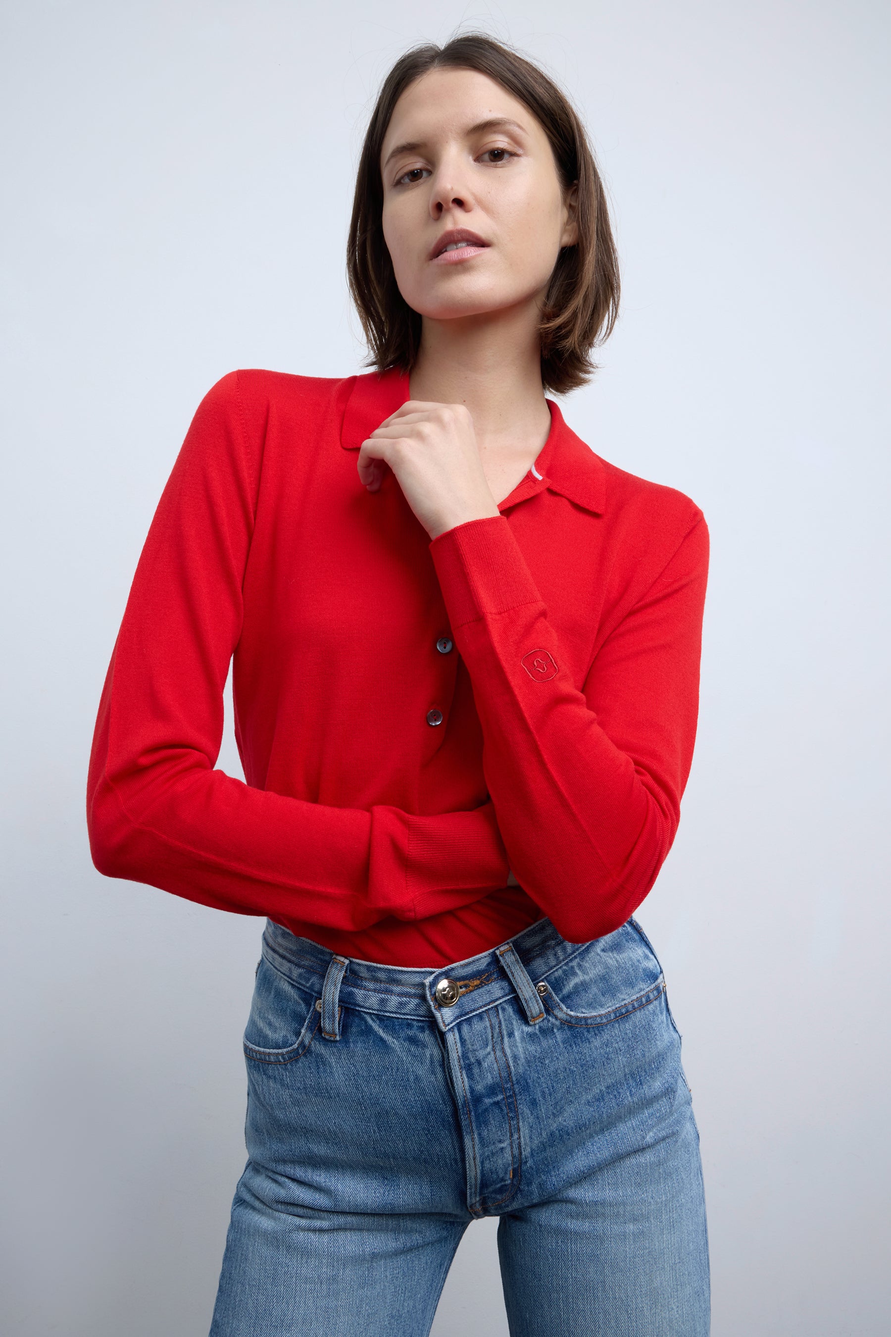 The Dea Polo Sweater in Red Italian Wool