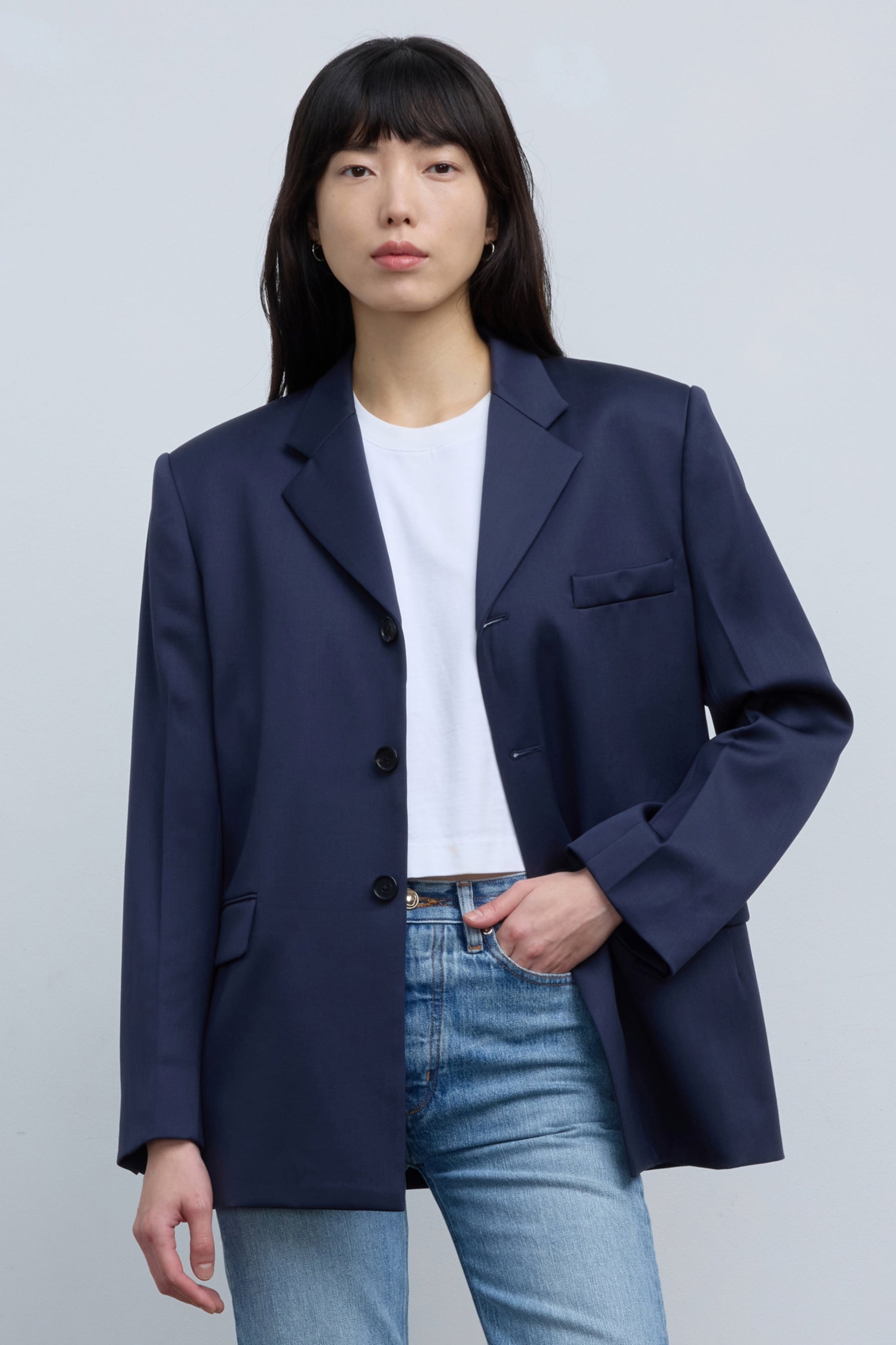 The Stewart Blazer in Navy Italian Wool