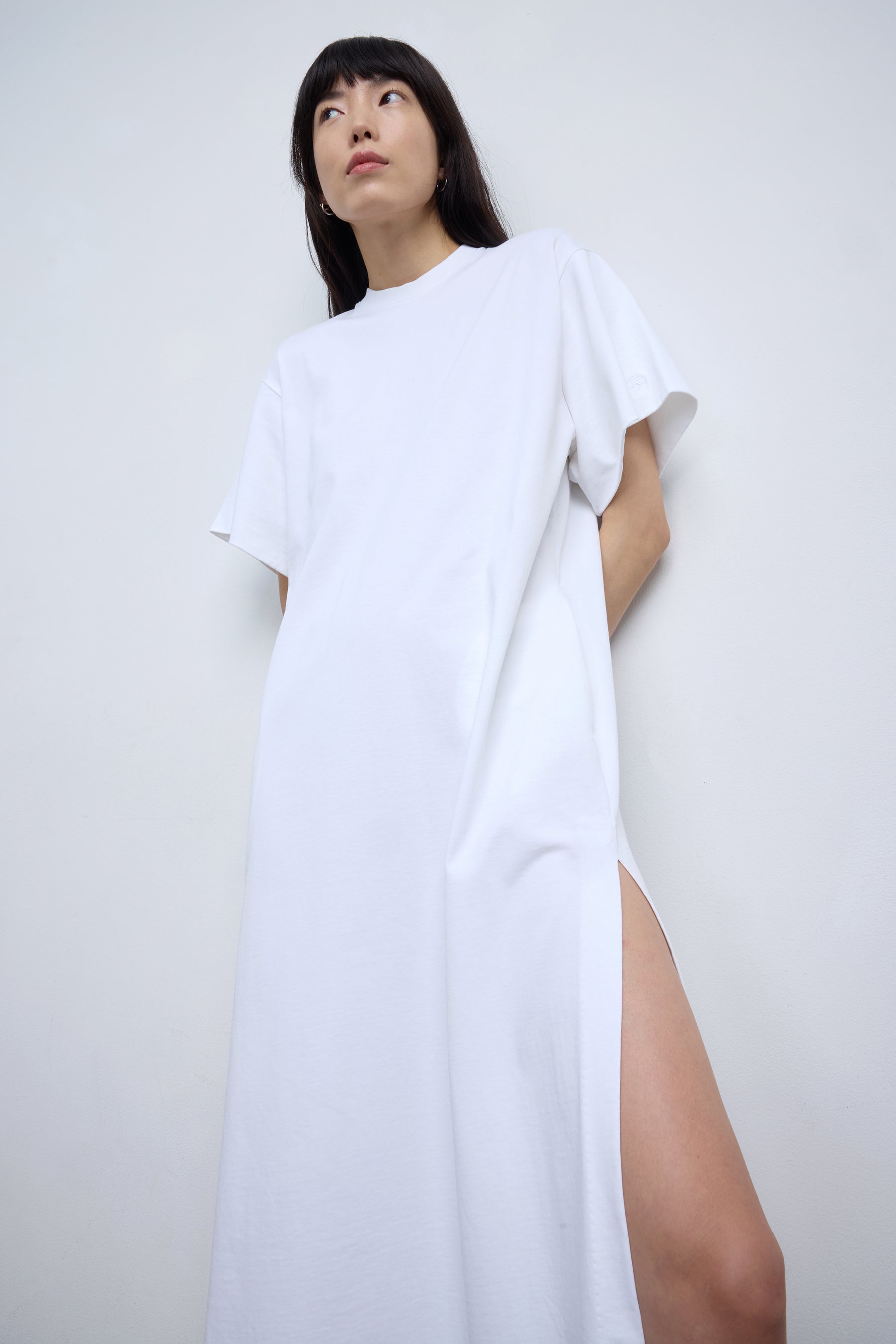 The Braun T-Shirt Dress in White Organic Cotton